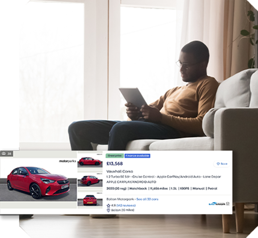 Price Indicator A customer viewing an Autotrader advert with a price indicator of how a car is priced relative to other vehicles of the same make, model, spec and derivative in the market.
